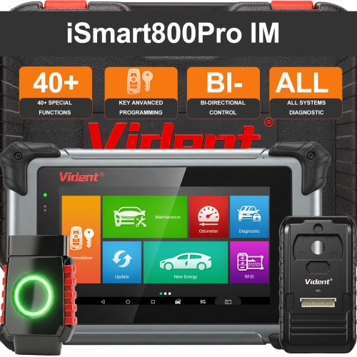 VIDENT iSmart800Pro IM Supporte Advanced IMMO & Programmation Clé, Tous Systèmes Diagnostique, 40+ Maintenance Service