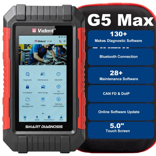 VIDENT G5 Max Auto Diagnostique Scanneur avec 28 Fonctions Spéciales, Support CAN FD & DoIP, Support 2023/2024 Modèles de Véhicules