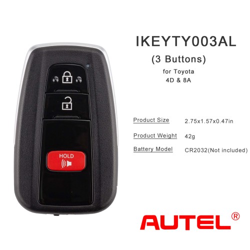 AUTEL IKEYTY003AL 3 Buttons 315/433 MHz for Toyota 4D & 8A
