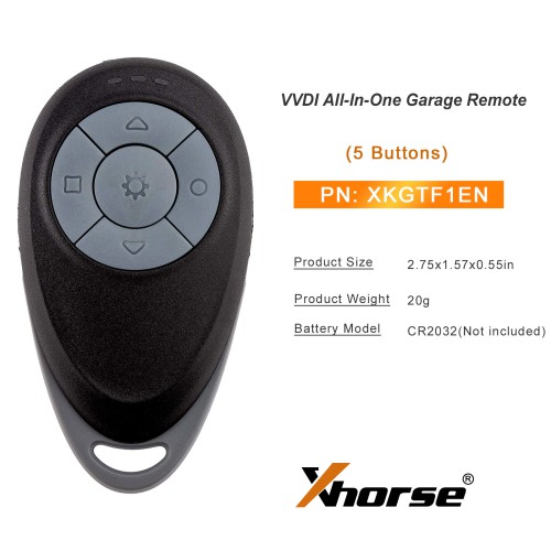XHORSE XKGTF1EN VVDI All-In-One Garage Remote Control 3 Garage Doors Simultaneously 5PCS