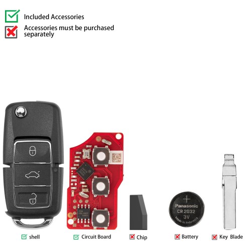 XHORSE XKB526EN B5 (Folding 3 buttons - Black) Second Generation Universal Remote Key