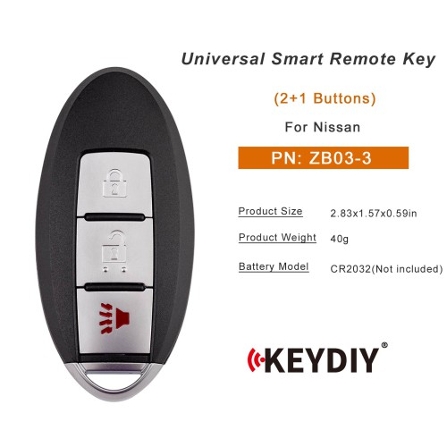 KEYDIY KD ZB03-3 Universal Smart Remote Key 2+1 Buttons for Nissan Type 5PCS