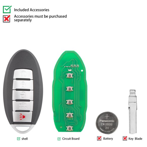 KEYDIY KD ZB03-5 Universal Smart Remote Key 4+1 Buttons for Nissan Type 5PCS