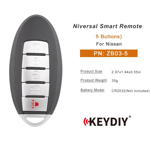 KEYDIY KD ZB03-5 Universal Smart Remote Key 4+1 Buttons for Nissan Type 5PCS