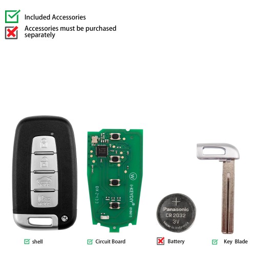 KEYDIY KD ZB04-4 KD Universal Smart Remote Key (Right Slot) 3+1 Buttons for Hyundai Type 5PCS