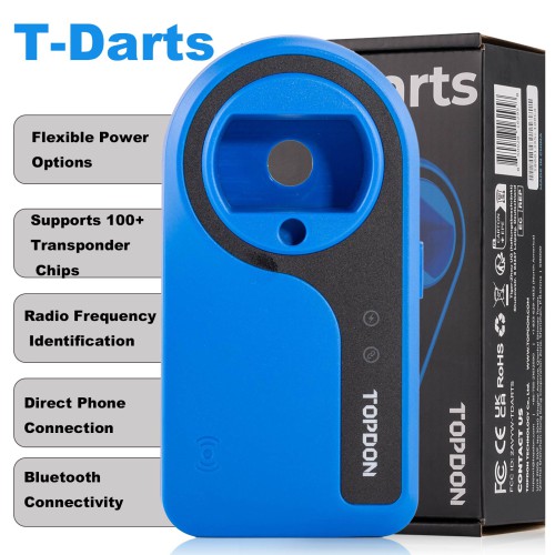 TOPDON T-Darts Key Programming RFID Chip Device, Supports 100+ Transponder Chips, Bluetooth Connectivity, Direct Phone Connection, Identify Frequency