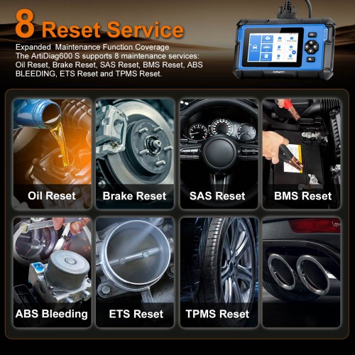 TOPDON Artidiag 600S AD600S 4 Système Diagnostic Scanneur 8 Services de Réinitialisation Mise à jour gratuite à vie