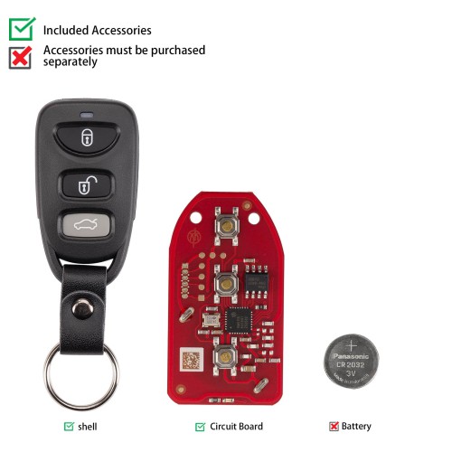 XHORSE XKHY21EN Hyundai Type Remote Key 3+1 Boutons 5PCS