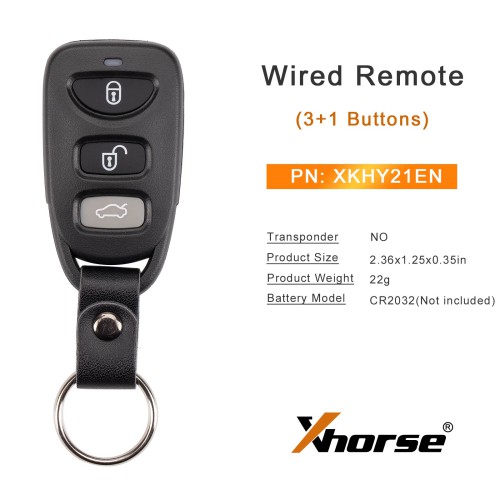XHORSE XKHY21EN Hyundai Type Remote Key 3+1 Boutons 5PCS