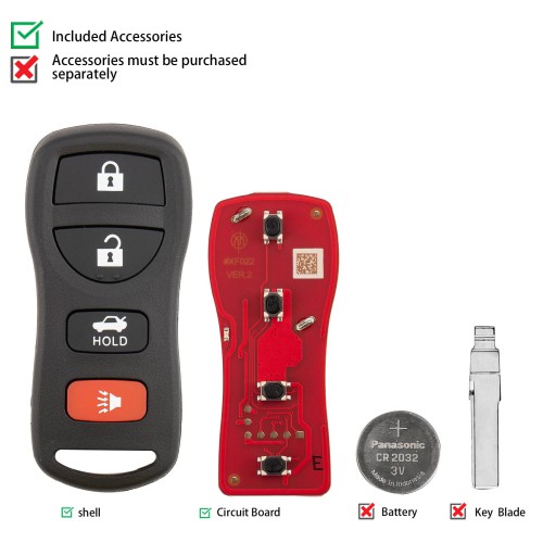 XHORSE XKNI20EN Wired Remote Key 3+1/ 4 Boutons 5PCS