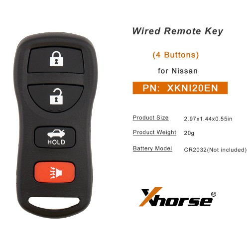 XHORSE XKNI20EN Wired Remote Key 3+1/ 4 Boutons 5PCS
