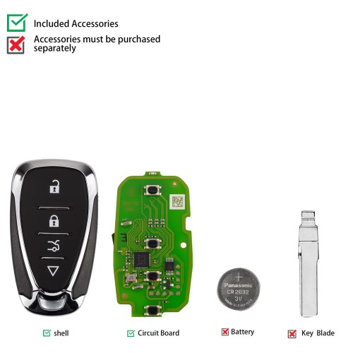 XHORSE XSCLN1EN for Chevrolet Style Second Generation Universal Remote Key 4 Buttons 5PCS