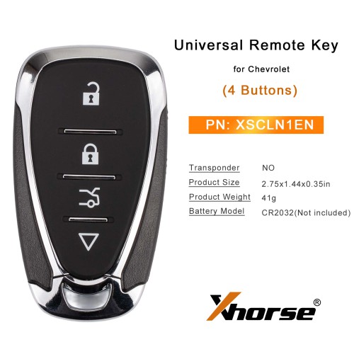 XHORSE XSCLN1EN for Chevrolet Style Second Generation Universal Remote Key 4 Buttons 5PCS