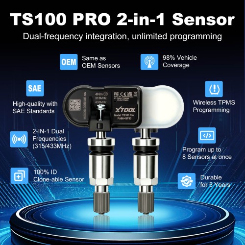 XTOOL TS100 433&315MHz TPMS TP100 Sensor Scan Tire Repair Tools Automotive Accessory Tyre Pressure