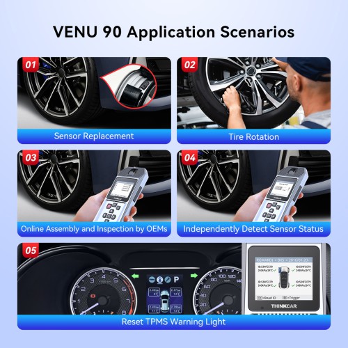 THINKCAR VENU 90 TPMS Activation & Diagnostic Appareil Supporte tout 315MHz/433MHz activation des capteurs de pression des pneus