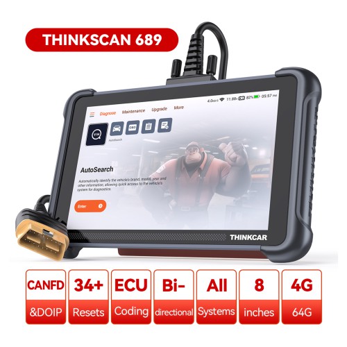 THINKCAR THINKSCAN 689 Support 35+ Maintenance Fonctions, CAN-FD & DOIP Protocol, OE-Level Full Système Diagnostic