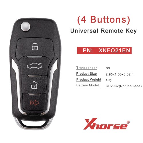 XHORSE XKFO21EN for Ford 2nd Generation Wired Smart Key 4 Buttons Universal Remote Key 5PCS
