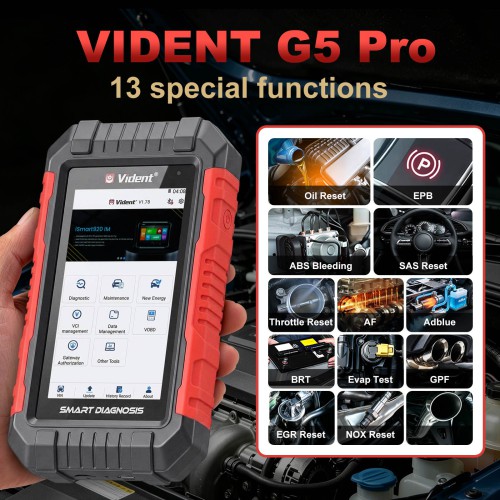 VIDENT G5 Pro Supporte 13 Fonctions Spéciales, CAN FD, DoIP Protocoles, Identification automatique du VIN, Bluettooth & WIFI