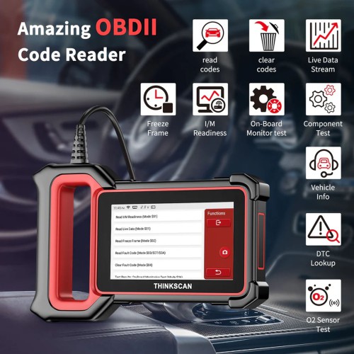 THINKCAR THINKSCAN PLUS S7 Diagnostic Scanneur Support 7 Systèmes Diagnostic, Full OBD2 Fonctions, Choose Any 5 Functions from 28 Reset Services