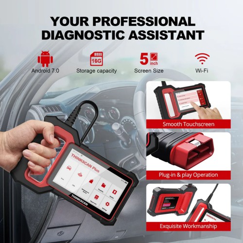 THINKCAR THINKSCAN PLUS S7 Diagnostic Scanneur Support 7 Systèmes Diagnostic, Full OBD2 Fonctions, Choose Any 5 Functions from 28 Reset Services