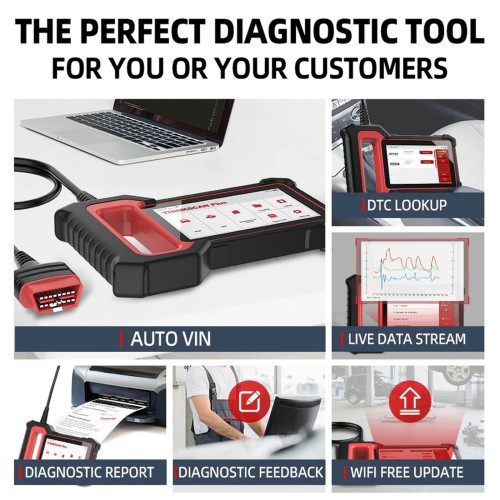 THINKCAR THINKSCAN PLUS S7 Diagnostic Scanneur Support 7 Systèmes Diagnostic, Full OBD2 Fonctions, Choose Any 5 Functions from 28 Reset Services