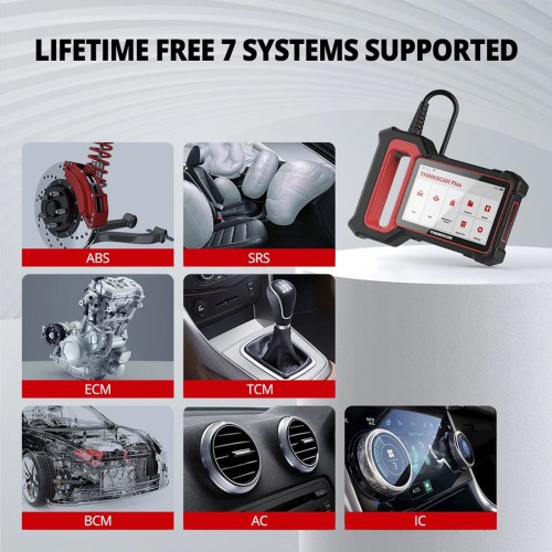 THINKCAR THINKSCAN PLUS S7 Diagnostic Scanneur Support 7 Systèmes Diagnostic, Full OBD2 Fonctions, Choose Any 5 Functions from 28 Reset Services