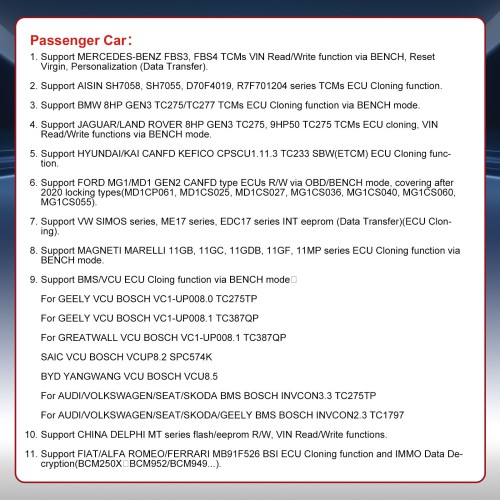 OBDSTAR ECU MASTER Configuration A (Passenger Car TCM ECI Body/Chassis/Other EV BMS/VCU /Other)