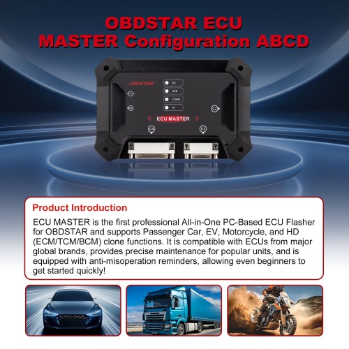 OBDSTAR ECU MASTER Full Configuration: ABCD, Support Passenger Car/ HD/ Motorcycle, Collision Repair