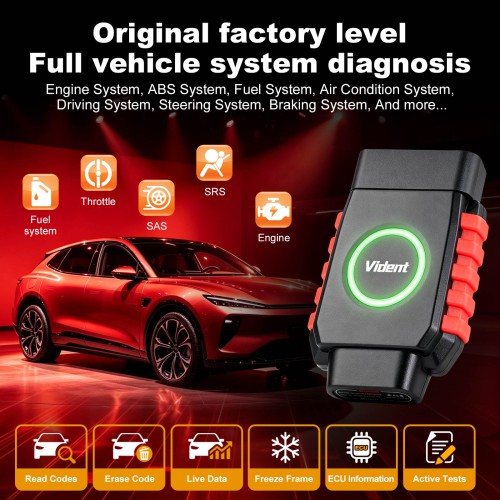 Vident iSmartDiag510 Pro All System Car Diagnostic Tool Supports 28 Special Functions, Lifetime Free Updates