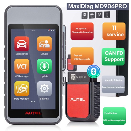 AUTEL MaxiDiag MD906PRO All System Diagnostic Scanning + Maintenance Services with Android 9 System & Touchscreen Interface