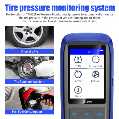 XTOOL TP150 OBD2 TPMS Diagnostic Tool et Service Scanner avec 315&433 MHZ Sensor