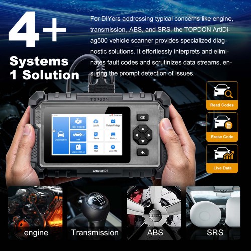 TOPDON ArtiDiag500 AutoVIN Live Data Stream 6 Fonctions Réinitialiser