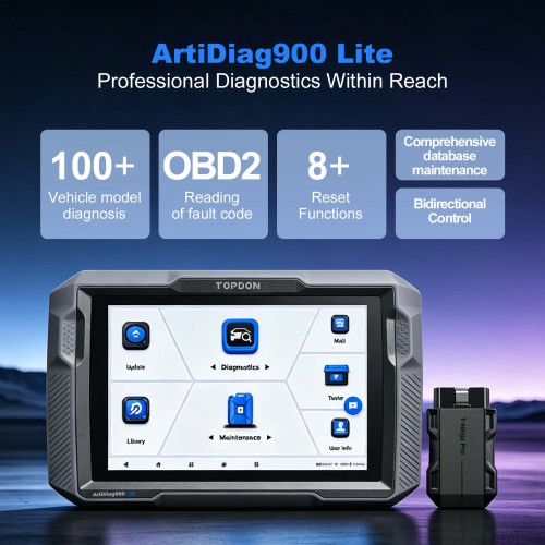 TOPDON ArtiDiag900 Lite 8 Réinitialisation des fonctions, contrôle bidirectionnel, AutoVIN et AutoScan avec interface VCI magnétique