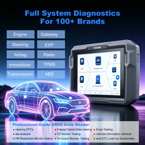 TOPDON ArtiDiag900 Lite 8 Réinitialisation des fonctions, contrôle bidirectionnel, AutoVIN et AutoScan avec interface VCI magnétique