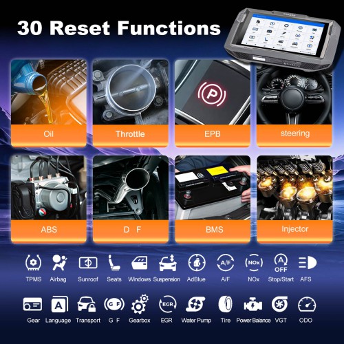 TOPDON UltraDiag 8-Inch Clé Programmeur & Diagnostic Appareil Supporte 30 fonctions de réinitialisation, contrôle bidirectionnel, plus de 100 voitures