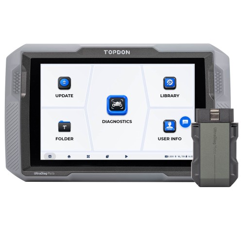 TOPDON UltraDiag Moto 8-inch Wireless Motorcycle Diagnostic Appareil Supporte contrôle bidirectionnel, réinitialisations de maintenance, connectivité