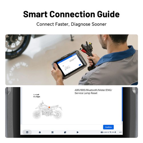 TOPDON UltraDiag Moto 8-inch Wireless Motorcycle Diagnostic Appareil Supporte contrôle bidirectionnel, réinitialisations de maintenance, connectivité