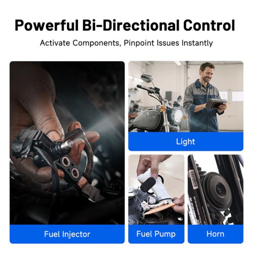 TOPDON UltraDiag Moto 8-inch Wireless Motorcycle Diagnostic Appareil Supporte contrôle bidirectionnel, réinitialisations de maintenance, connectivité