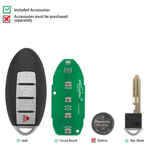 Lonsdor NS30-07NS30 for Nissan/Infiniti Smart Key 4 Buttons Supports ID46 ID47 ID4A