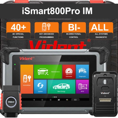 VIDENT iSmart800Pro IM Supporte Advanced IMMO & Programmation Clé, Tous Systèmes Diagnostique, 40+ Maintenance Service