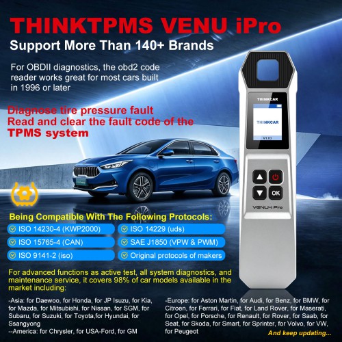 THINKCAR VENU IPRO Tire Pressure Diagnosis Tool Supporte Sensor Activation/ Programmation/ Apprentissage