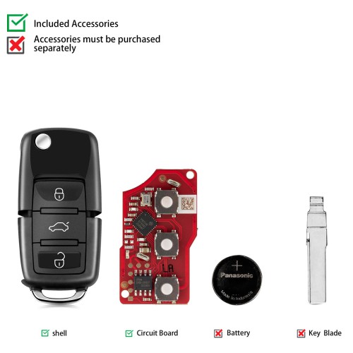 Launch LK-Volkswagen Smart Key (Folding 3-Bouton-Black) LK3-VOLWG-01 5PC