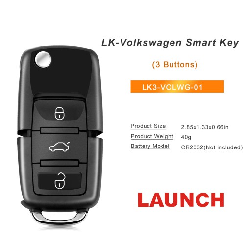 Launch LK-Volkswagen Smart Key (Folding 3-Bouton-Black) LK3-VOLWG-01 5PC