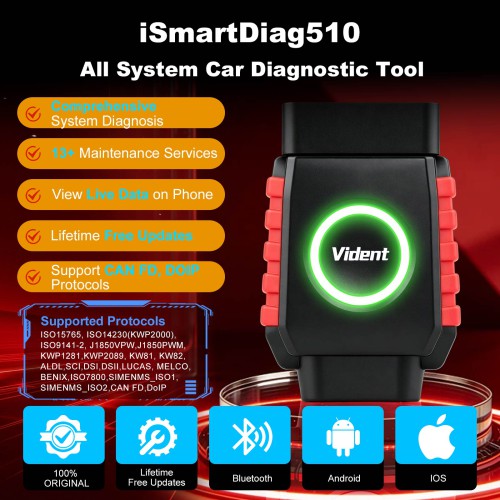 Vident iSmartDiag510 All System Car Diagnostic Tool Supports 13 Special Functions, Lifetime Free Upgrades