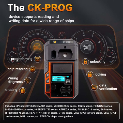 CK-PROG Programmeur Automobile Supporte lecture et écriture des données de la puce, programmation, flashage