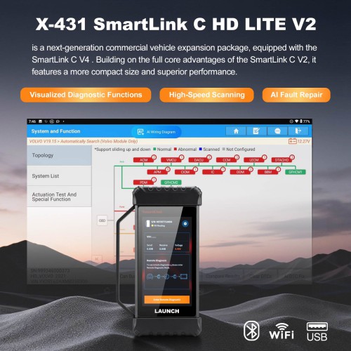 Launch X-431 SmartLink C HD V2.0 Module De Camion Lourd à l'étranger Configuration Standard en ligne