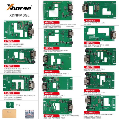 Xhorse Multi Prog Full + MQB48 Adapters 13 pcs + Exclusive Adapter 13 pcs + MQB-RH850 + G-V ECU Cable + ECU GPT Boot AD Full Adapter Kit