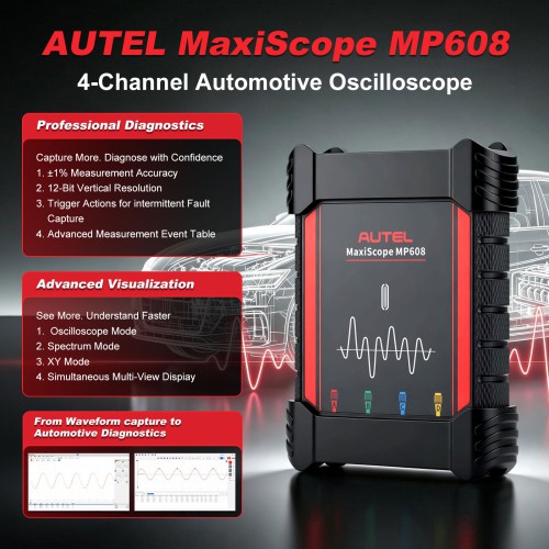 AUTEL MaxiScope MP608 4-Channel Automotive Oscilloscope pour diagnostic électrique avancé des véhicules