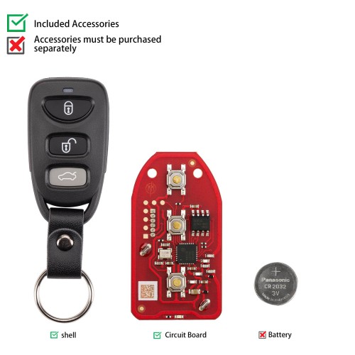 XHORSE XKHY21EN Hyundai Type Remote Key 3+1 Boutons 5PCS