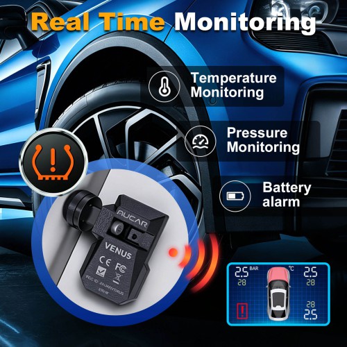THINKCAR MUCAR VENU5 Tire Pressure Sensors Support 315MHz & 433MHz Dual Frequency 4PCS/Set